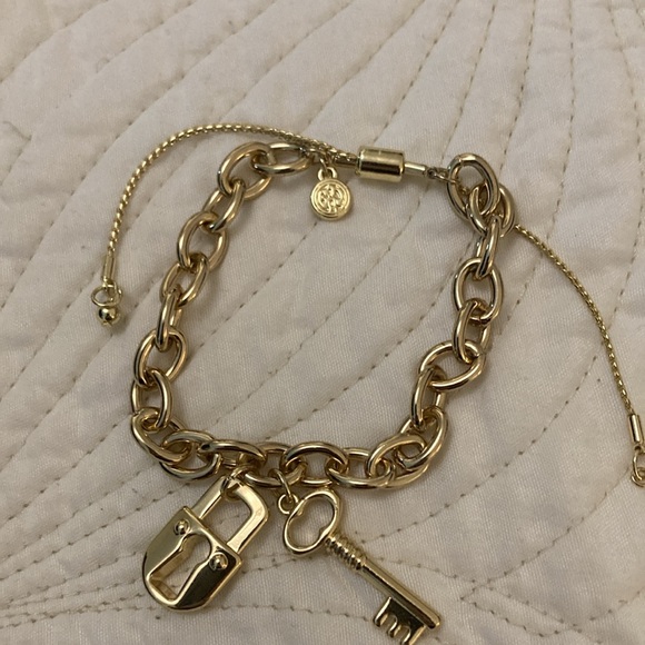 Gold Lock & Key Adjustable Bracelet - Picture 2 of 4